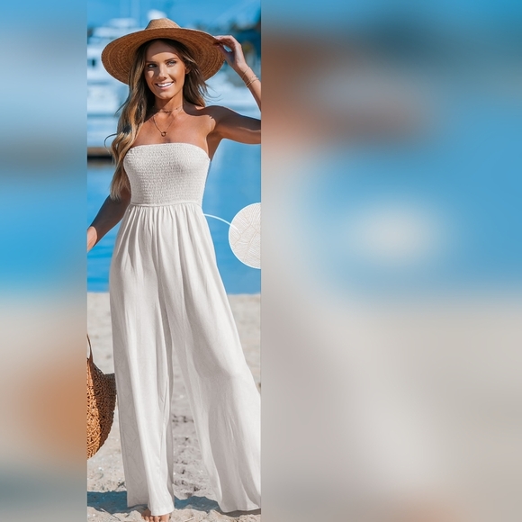 MWT Tropical Strapless Jersy Jumpsuit - Picture 7 of 9